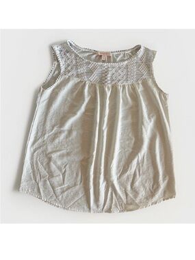 Hailey & Co. White Lace Yoke Boho Tank Top Sz S Crochet Tunic Boho